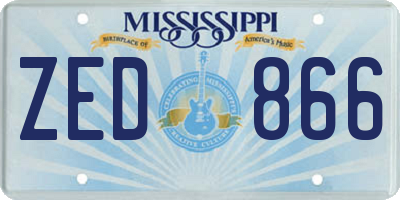 MS license plate ZED866