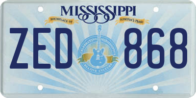 MS license plate ZED868