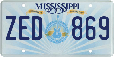 MS license plate ZED869