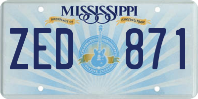 MS license plate ZED871
