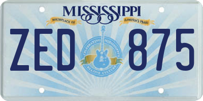 MS license plate ZED875