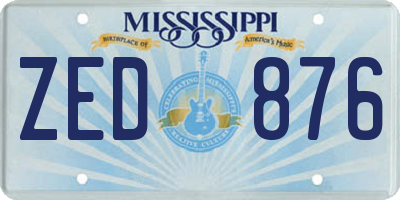 MS license plate ZED876