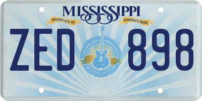 MS license plate ZED898