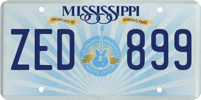 MS license plate ZED899