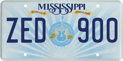 MS license plate ZED900