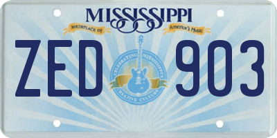MS license plate ZED903