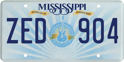 MS license plate ZED904