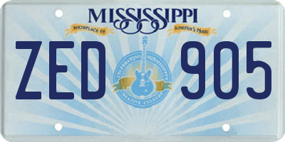 MS license plate ZED905