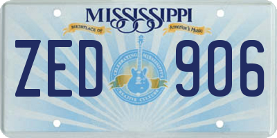 MS license plate ZED906