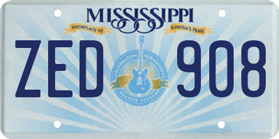 MS license plate ZED908