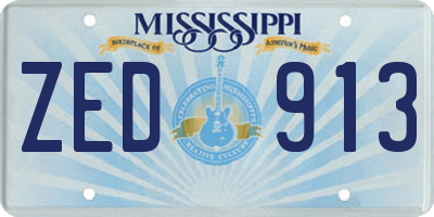 MS license plate ZED913