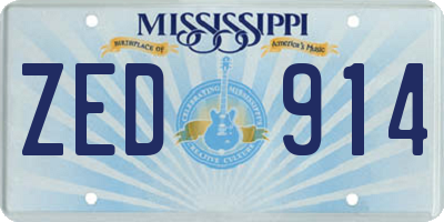 MS license plate ZED914