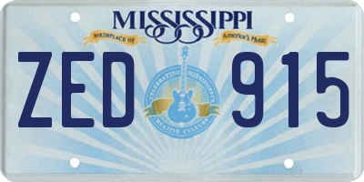 MS license plate ZED915