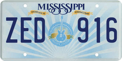 MS license plate ZED916