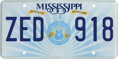 MS license plate ZED918