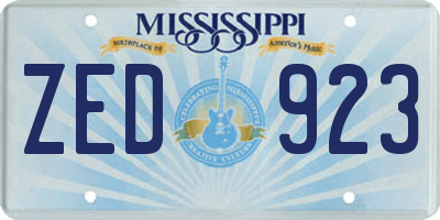 MS license plate ZED923