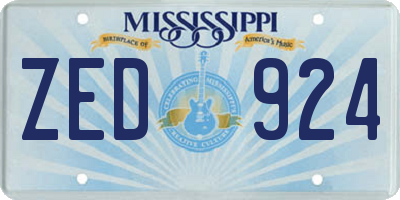 MS license plate ZED924