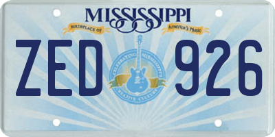 MS license plate ZED926