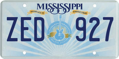MS license plate ZED927