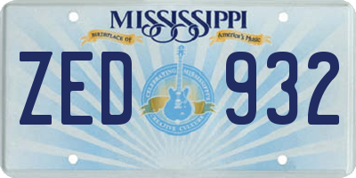 MS license plate ZED932