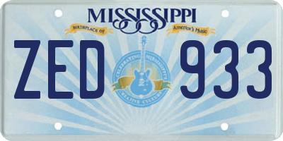 MS license plate ZED933