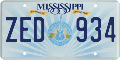 MS license plate ZED934