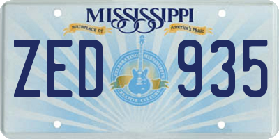 MS license plate ZED935