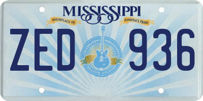 MS license plate ZED936