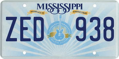 MS license plate ZED938