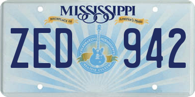 MS license plate ZED942