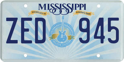 MS license plate ZED945