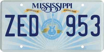 MS license plate ZED953