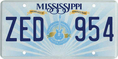 MS license plate ZED954