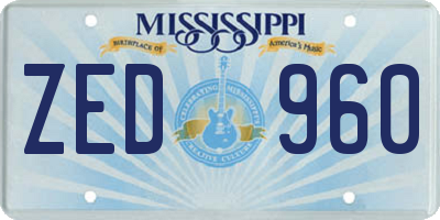 MS license plate ZED960