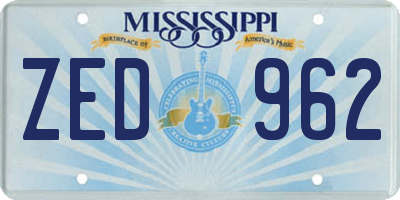 MS license plate ZED962