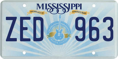 MS license plate ZED963