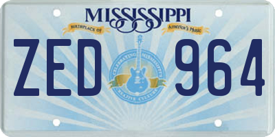 MS license plate ZED964