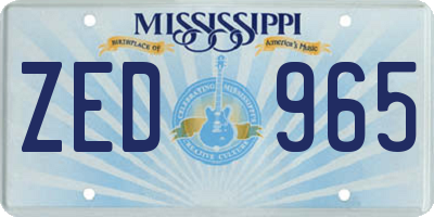 MS license plate ZED965