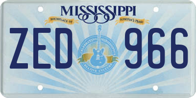 MS license plate ZED966