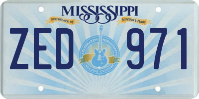 MS license plate ZED971
