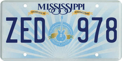MS license plate ZED978