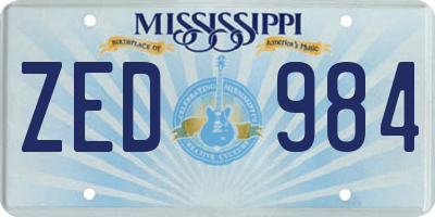 MS license plate ZED984