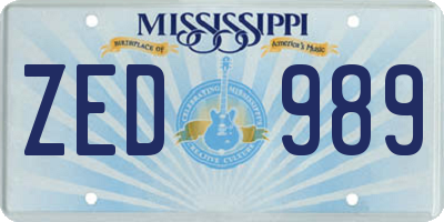 MS license plate ZED989