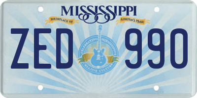 MS license plate ZED990