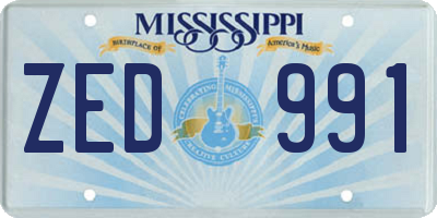 MS license plate ZED991