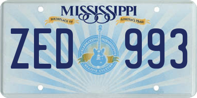 MS license plate ZED993