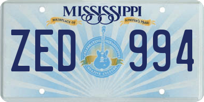 MS license plate ZED994