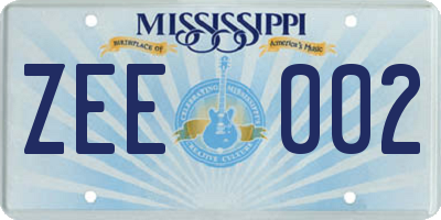 MS license plate ZEE002