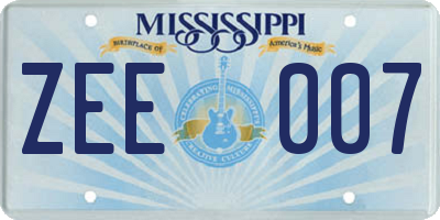 MS license plate ZEE007
