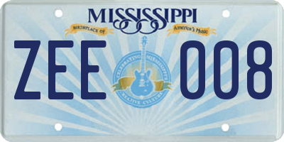 MS license plate ZEE008